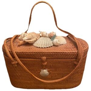 Handwoven Basket Purse with Seashells